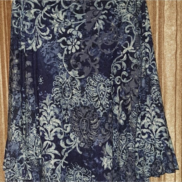 BIYAYCDA‎ Vintage Long Sleeve Blouse Blue Black Statement V-neck Top Size 1X - Picture 3 of 6